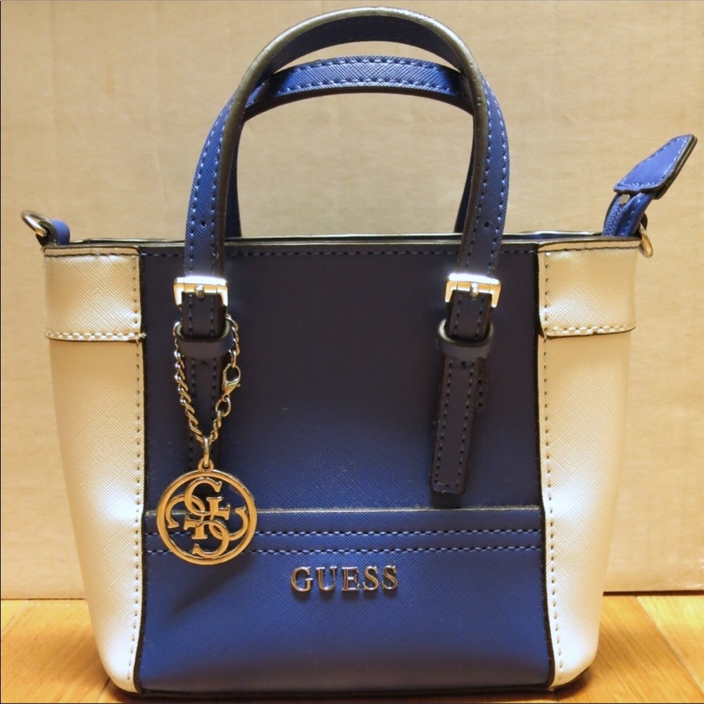 Leather Guess Zippered Satchel Purse with Strap